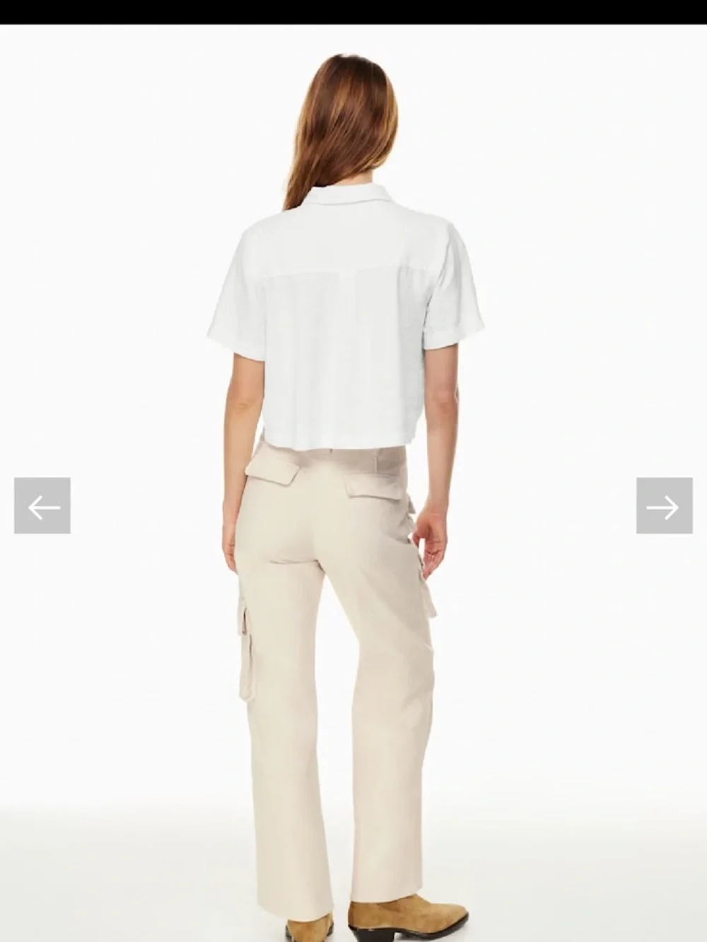 Wilfred linen Cropped White Button Front Shirt - Picture 4 of 10